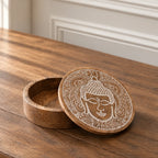 BigRoundWoodenBuddhaBox17.5x7.5cm-BuddhaFaceWhitewash