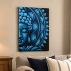 Blue Half Buddha Wall Art Mandala Painting - 60x80cm