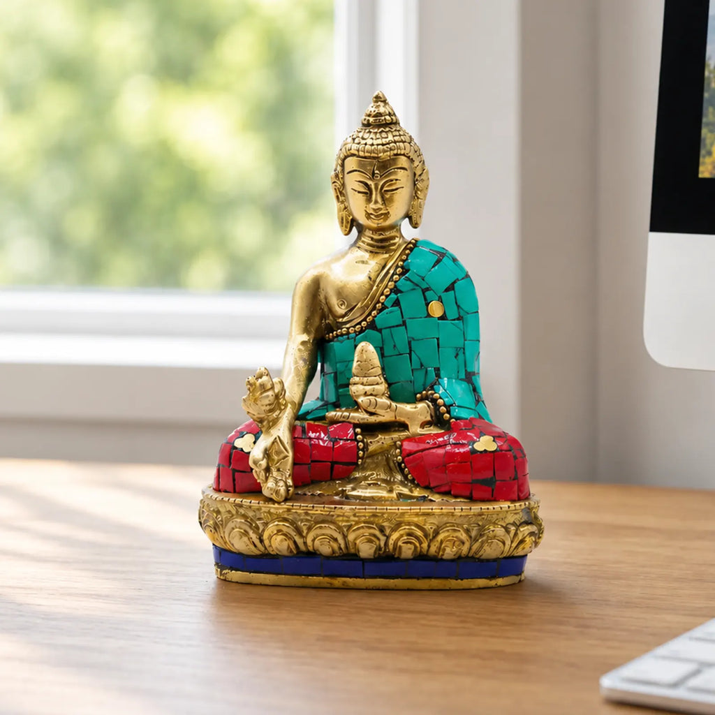 Brass Buddha Figure - Hands Down - 11.5 cm