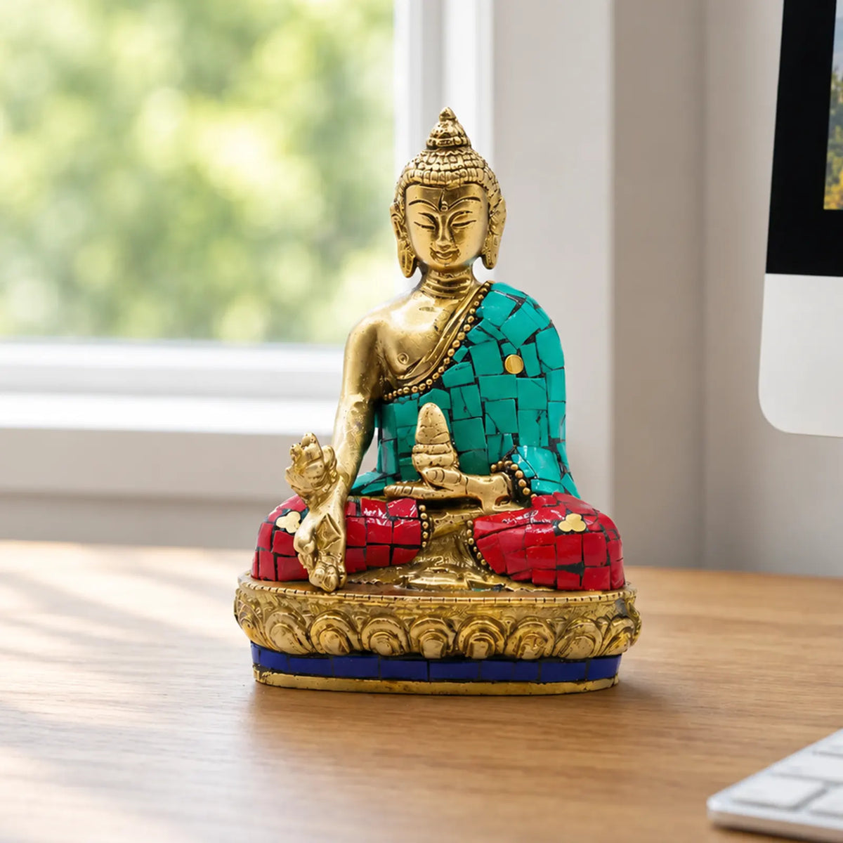 Brass Buddha Figure - Hands Down - 11.5 cm