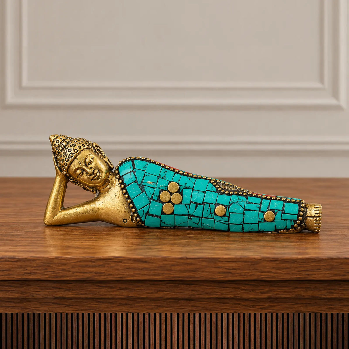 Brass Buddha Figure - Lying Down - 10cm
