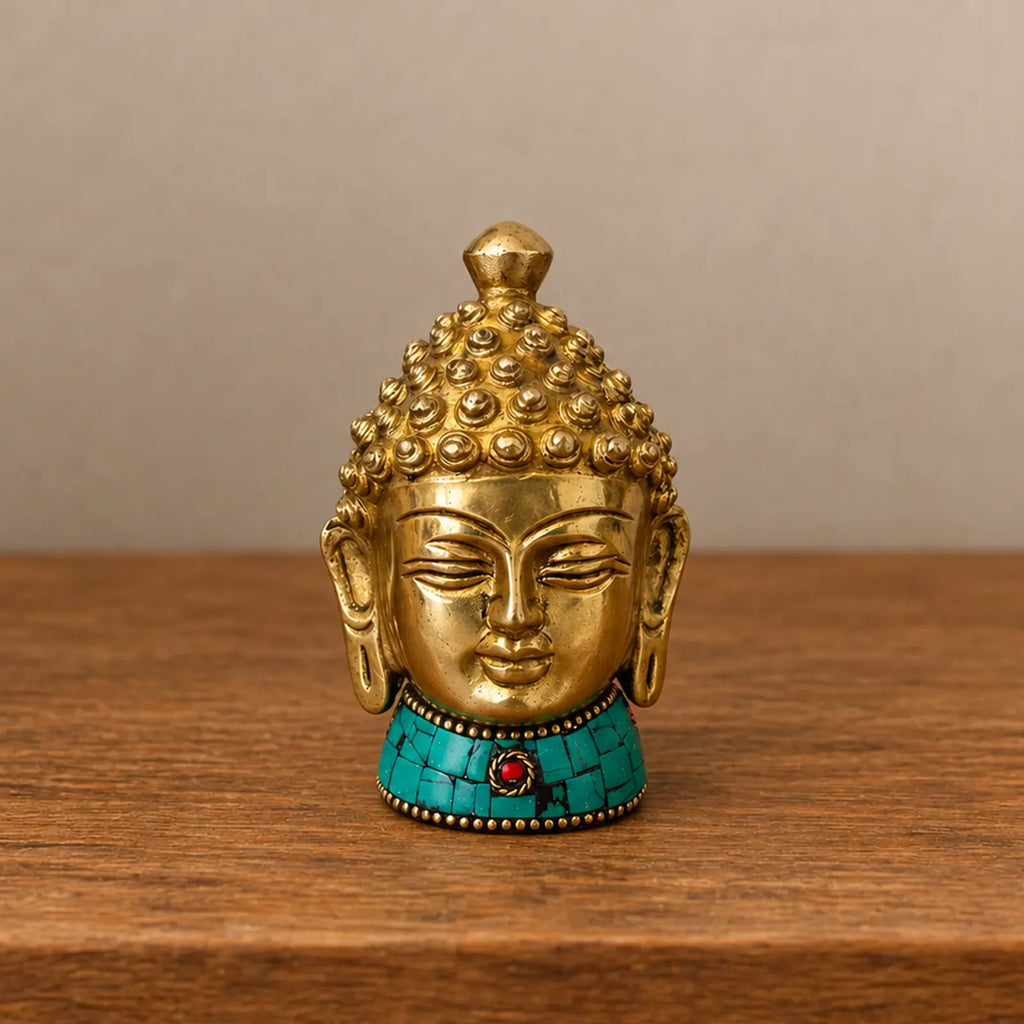 Brass Buddha Figure - Med Head - 8 cm
