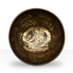 Brass Golden Tara - Special S'Bowl Set featuring an intricately engraved image of the Golden Tara surrounded by delicate script, showcasing traditional brass craftsmanship.