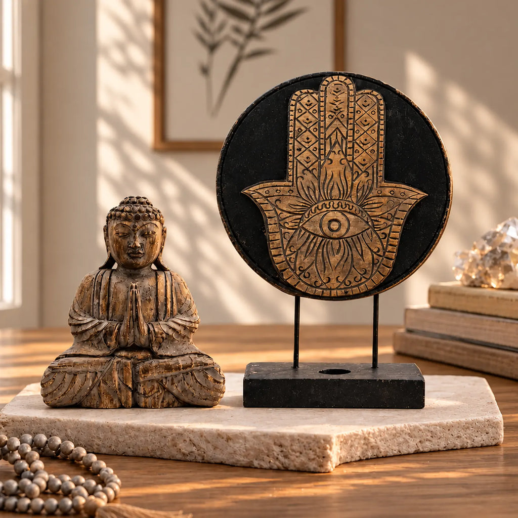 Buddha Feng Shui Set - Hamsa - Grey