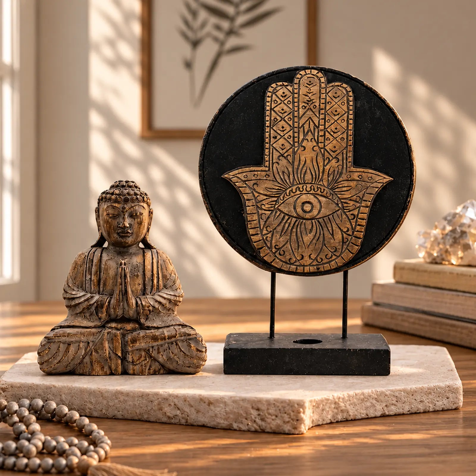 Buddha Feng Shui Set - Hamsa - Grey