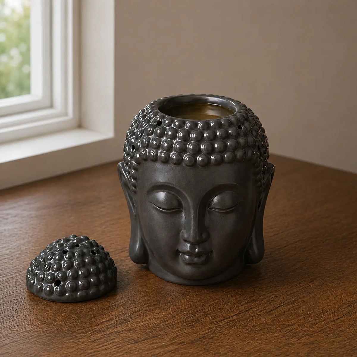 Buddha Head Oil Burner - Dark Brown