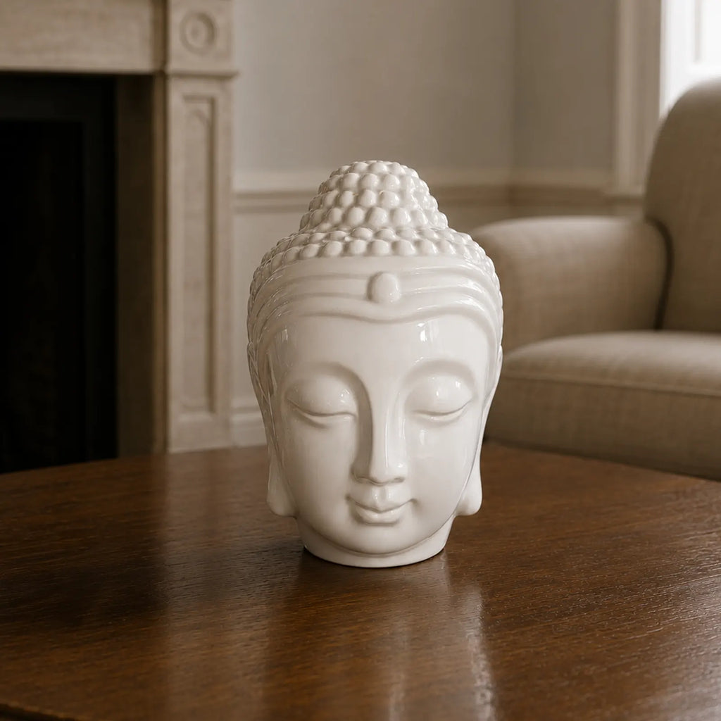 Buddha Head Oil Burner - White