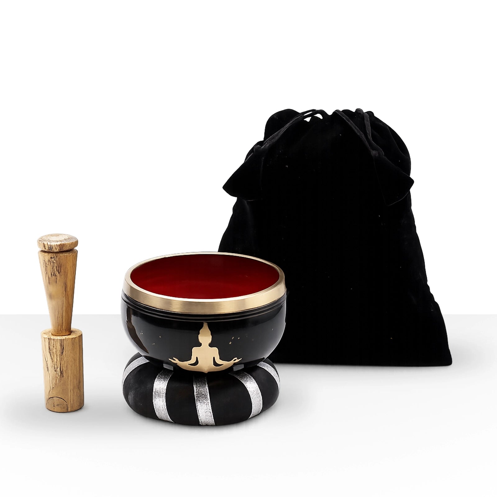 Buddha Singing Bowl Set- Black/Orange 10.7cm