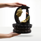 Buddha Tabletop Indoor Water Fountain Feature - 30cm - Golden Buddha & Lotus