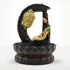 Buddha Tabletop Indoor Water Fountain Feature - 30cm - Golden Buddha & Lotus