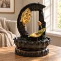 Buddha Tabletop Indoor Water Fountain Feature - 30cm - Golden Buddha & Lotus