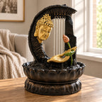 Buddha Tabletop Indoor Water Fountain Feature - 30cm - Golden Buddha & Lotus