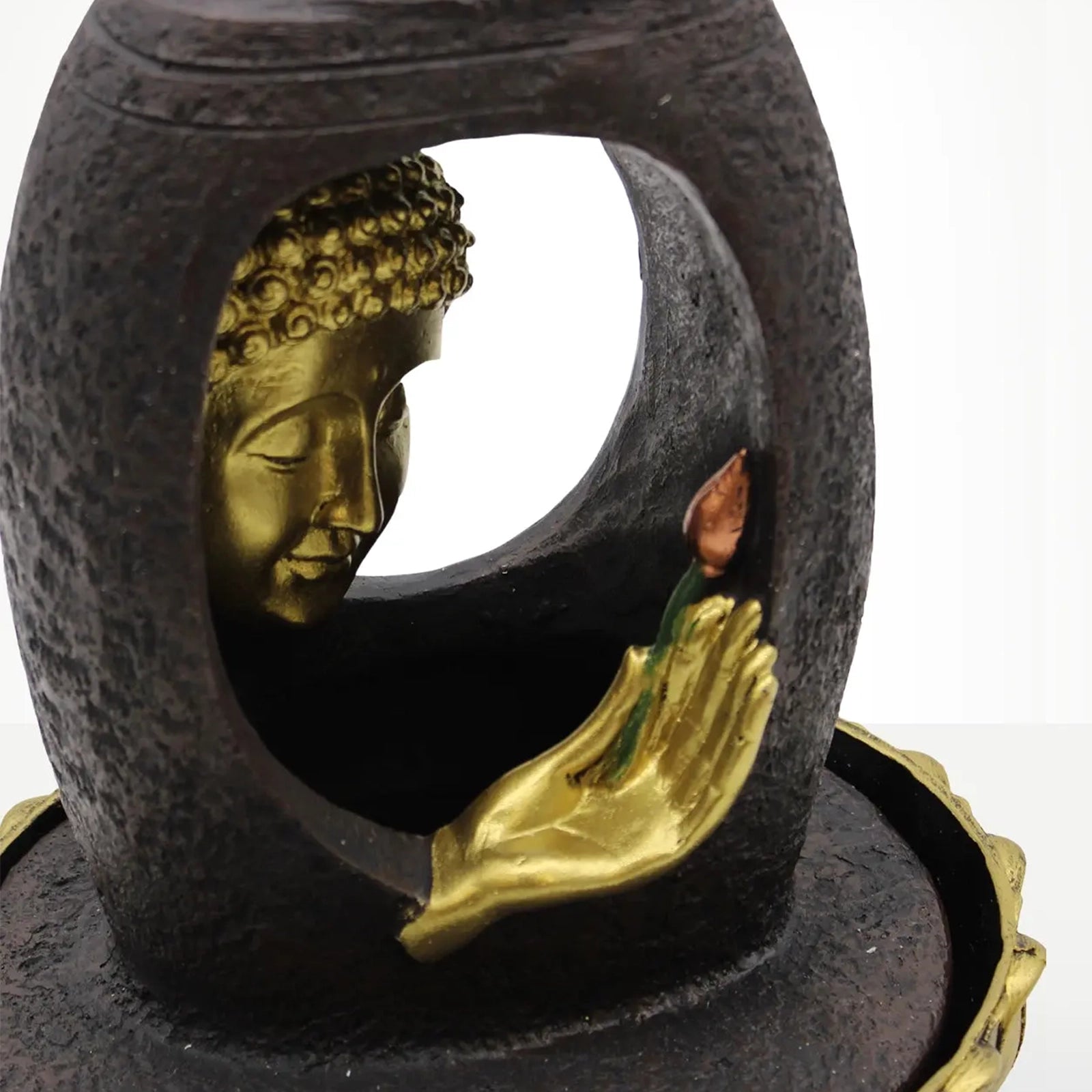 Buddha Tabletop Indoor Water Fountain Feature - 30cm - Golden Buddha & Vitarka Mudra
