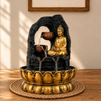 Buddha Tabletop Indoor Water Fountain Feature - 30cm - Golden Meditating Buddha