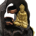 Buddha Tabletop Indoor Water Fountain Feature - 30cm - Golden Meditating Buddha