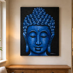 Buddha Wall Art Painting - Blue Brocade Detail
