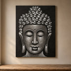 Buddha Wall Art Painting - Grey Brocade Detail