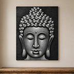 Buddha Wall Art Painting - Grey Sand Finish