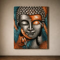 Buddha Wall Art Painting - Silver & Rose Gold Flower 75x55cm