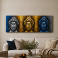 Buddha Wall Art Painting - Three Heads Gold Detail