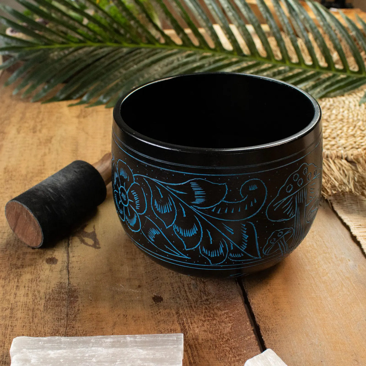 Cauldron Singing Bowl - Magic Mushroom Design - Blue 15cm