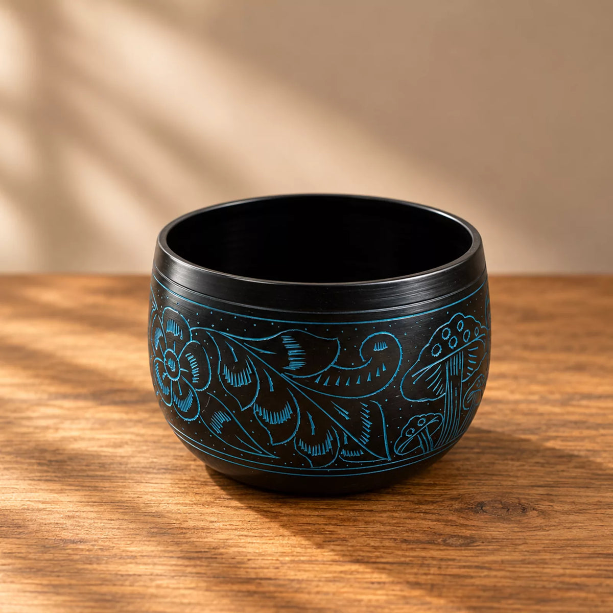 Cauldron Singing Bowl - Magic Mushroom Design - Blue 15cm