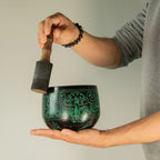 Cauldron Singing Bowl - Magic Mushroom Design - Green 15cm