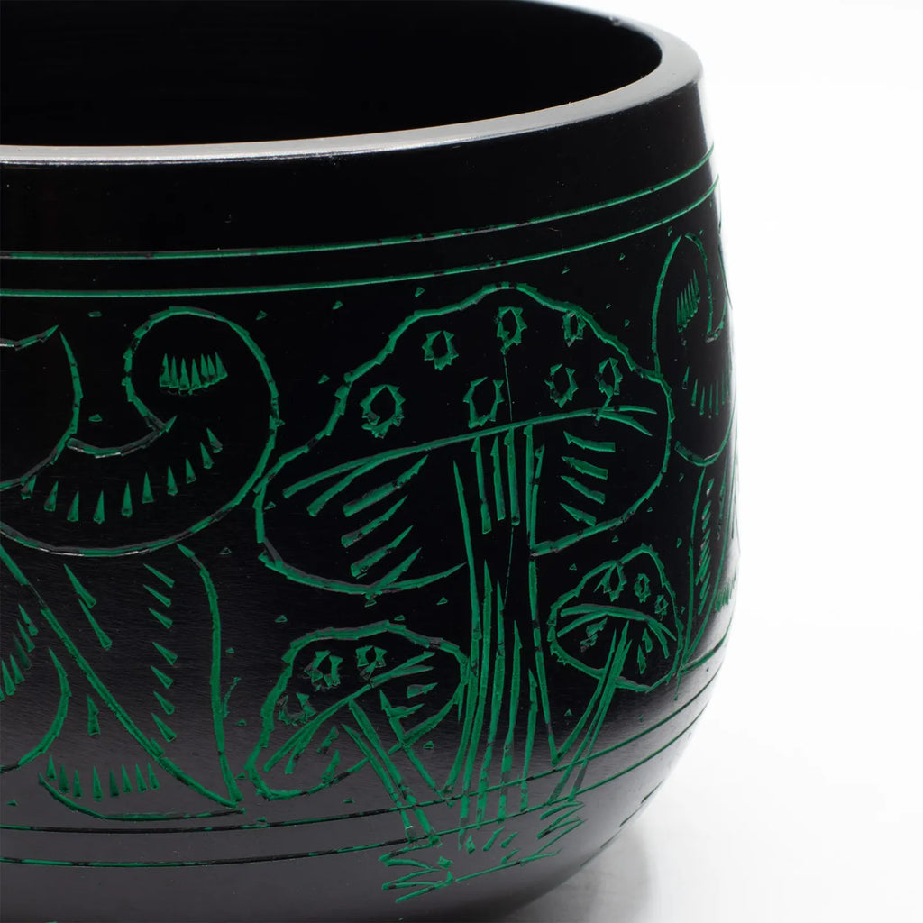 Cauldron Singing Bowl - Magic Mushroom Design - Green 15cm