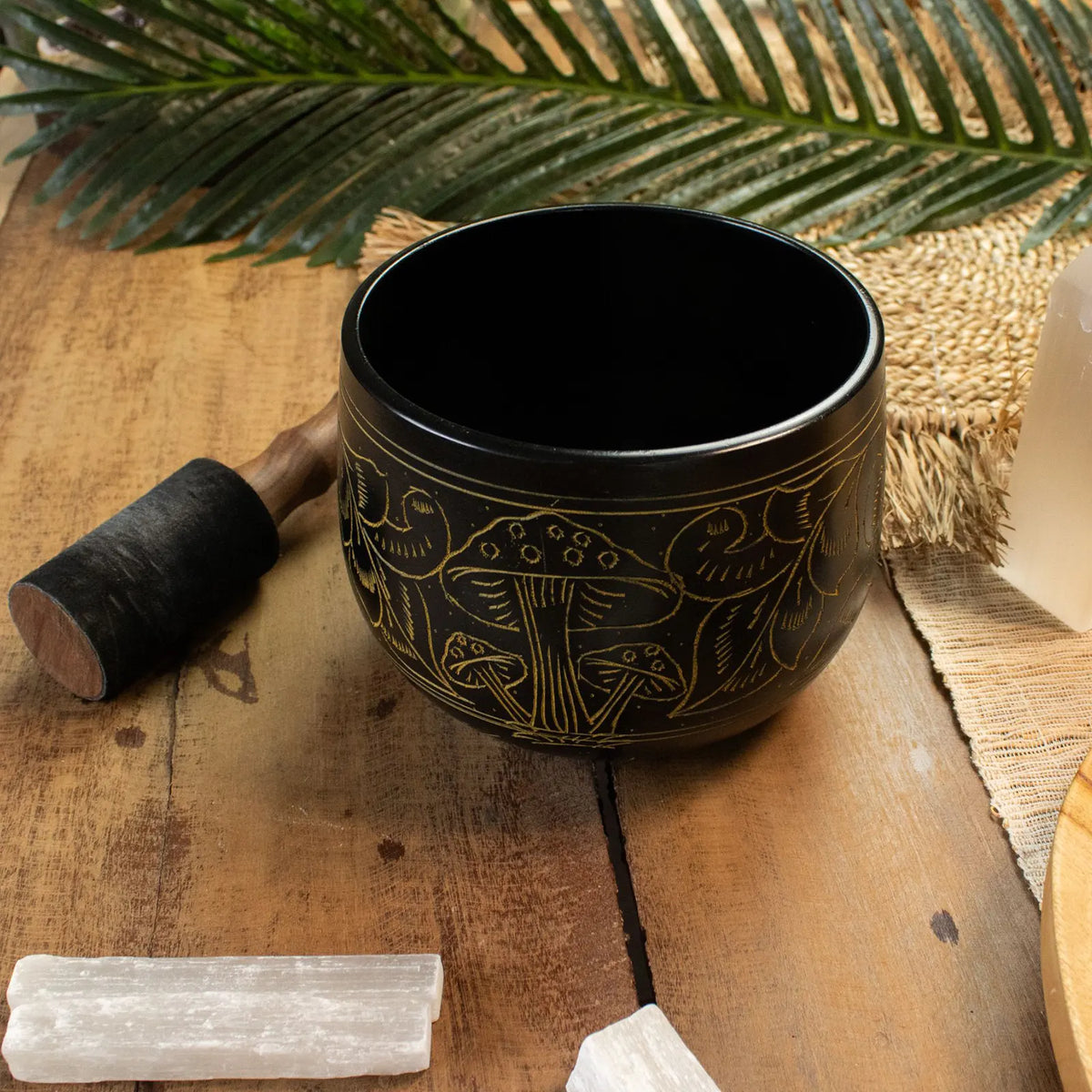 Cauldron Singing Bowl - Magic Mushroom Design - Yellow 15cm