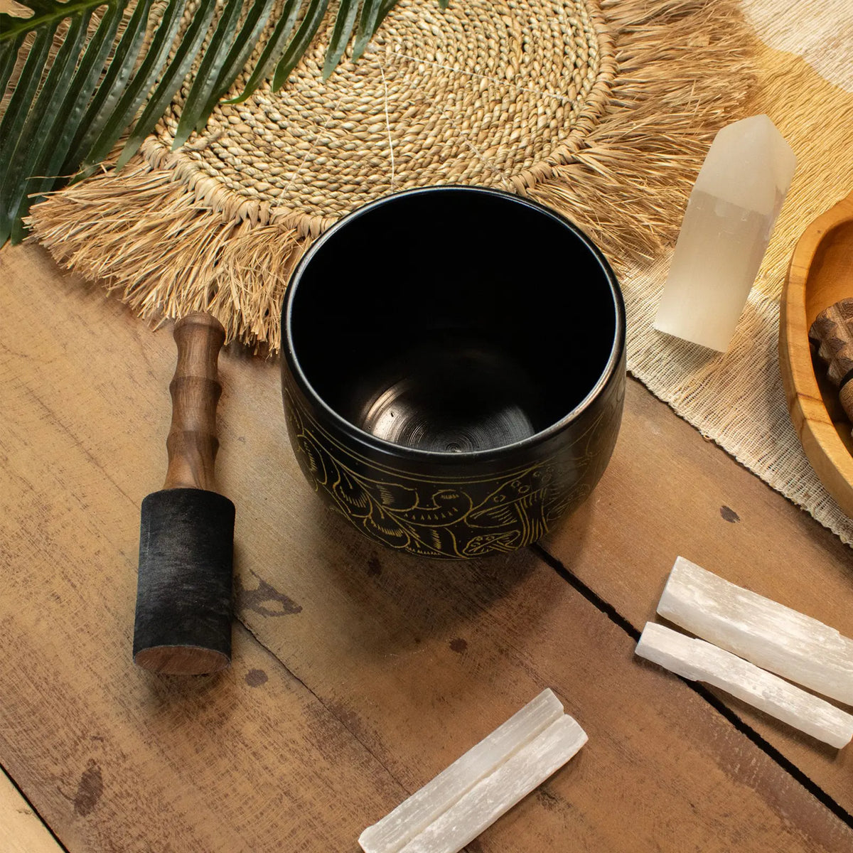 Cauldron Singing Bowl - Magic Mushroom Design - Yellow 15cm