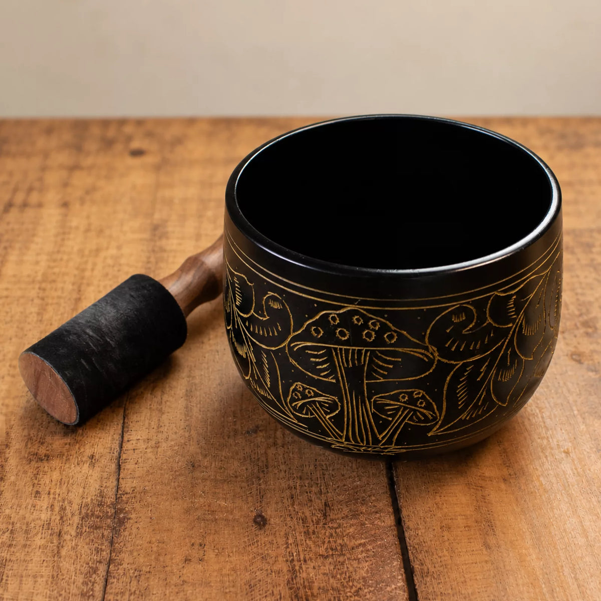 Cauldron Singing Bowl - Magic Mushroom Design - Yellow 15cm