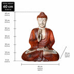 Hand Carved Buddha Statue - 60cm Teaching Transmission in a seated meditation pose with detailed reddish-brown robes and calm facial expression, measuring 60cm tall.