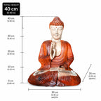 Hand Carved Buddha Statue - 40cm Teaching Transmission seated in meditation pose with detailed orange-brown robes and serene facial expression, crafted for Buddha decor.