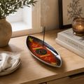 Enamel Incense Bowl - Polished Aluminium - Pagan Triquetra