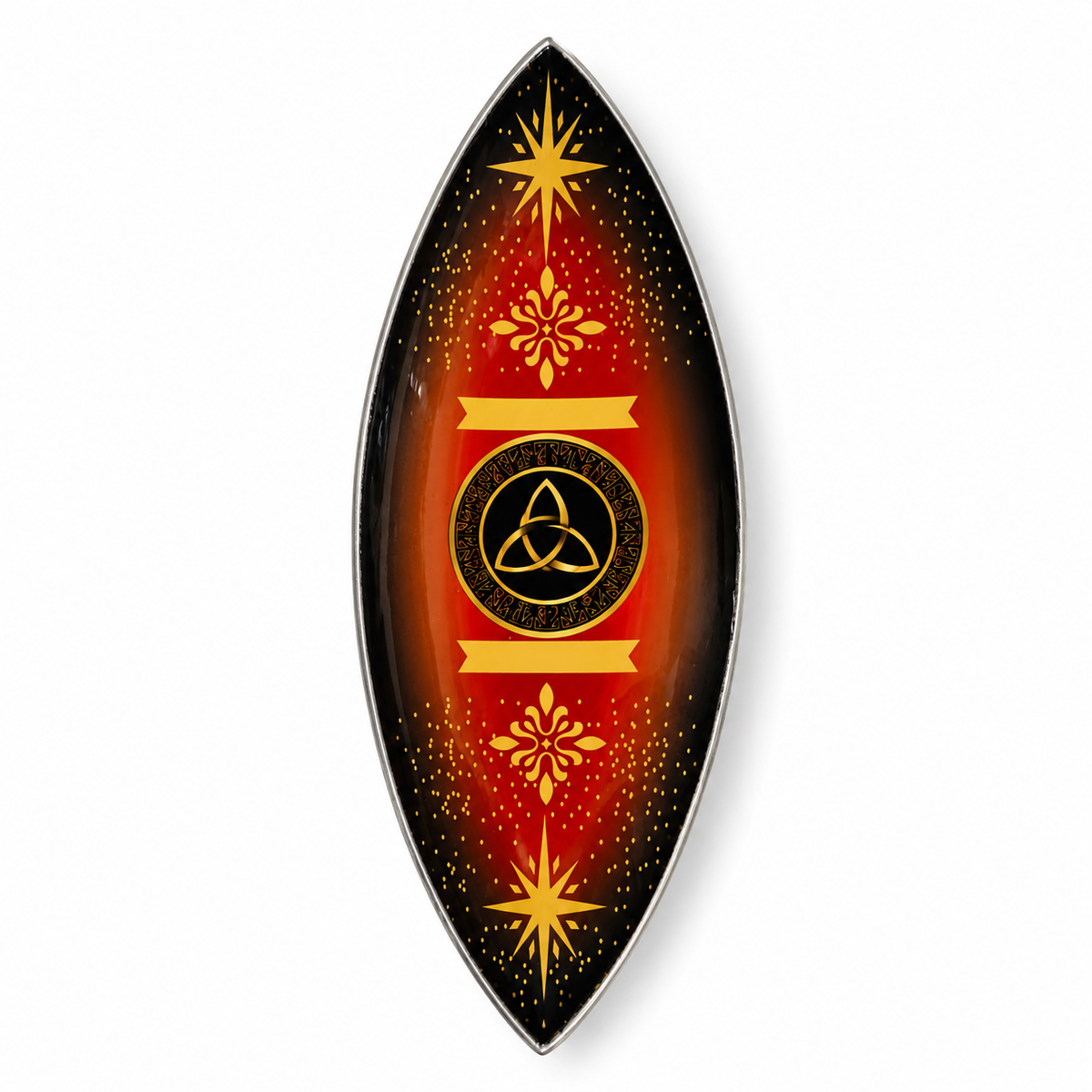 Enamel Incense Bowl - Polished Aluminium - Pagan Triquetra