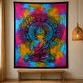 Double Cotton Bedspread + Buddha Wall Hanging Art Canvas - Peaceful Buddha