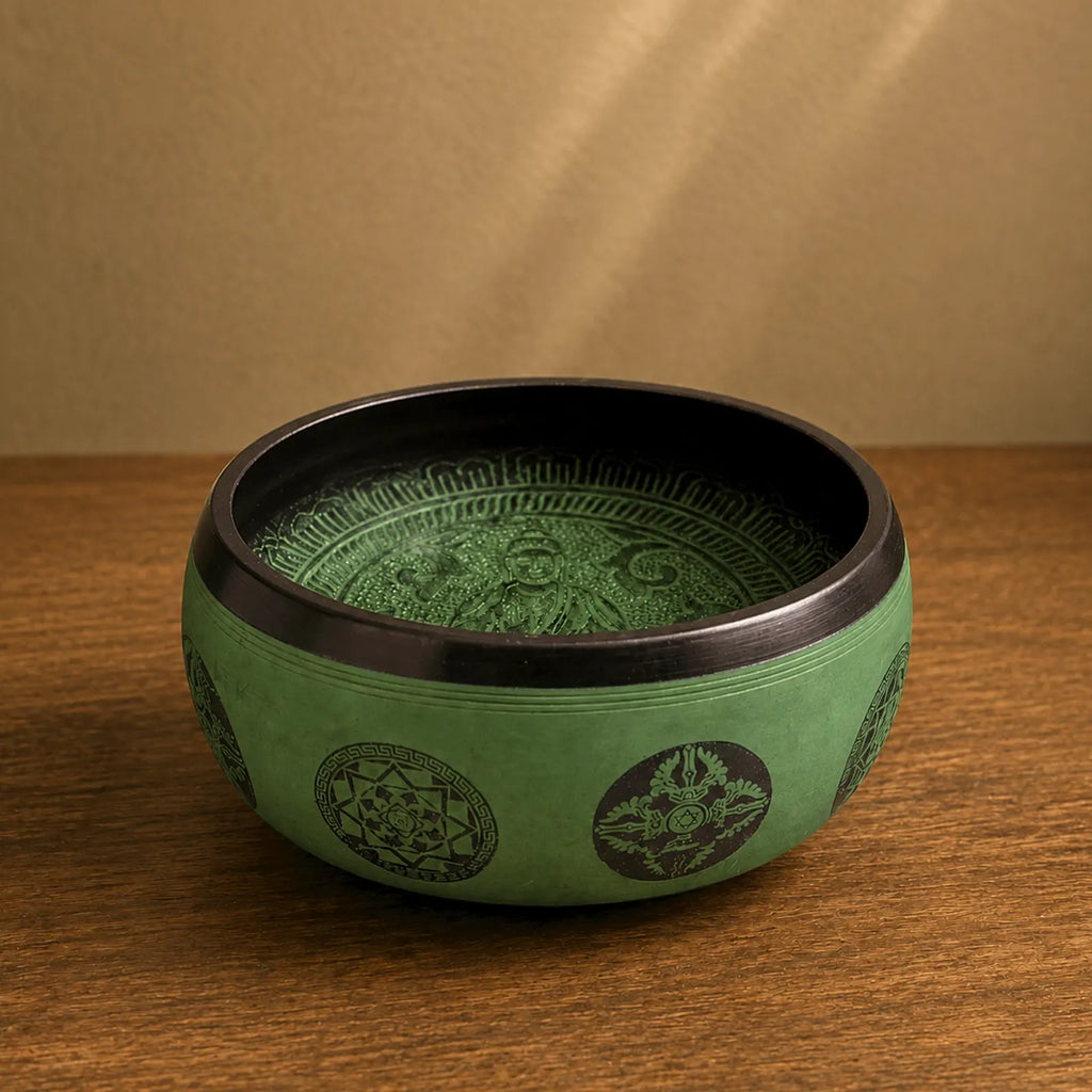 Earth Powder Buddhist Singing Bowl - Mandala Buddha - 16cm