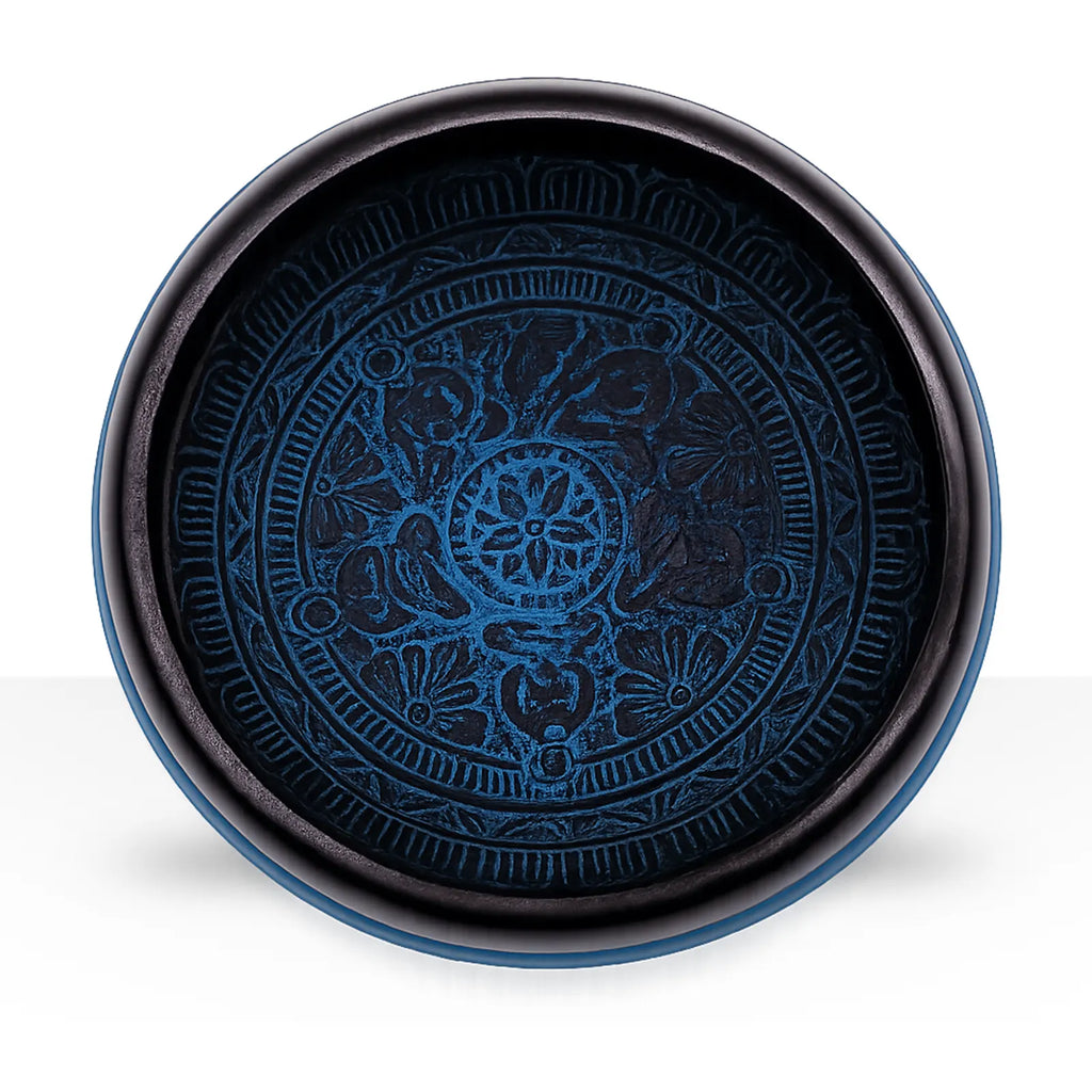 Earth Powder Singing Bowl - Blue Mantra Five Buddha - 16cm