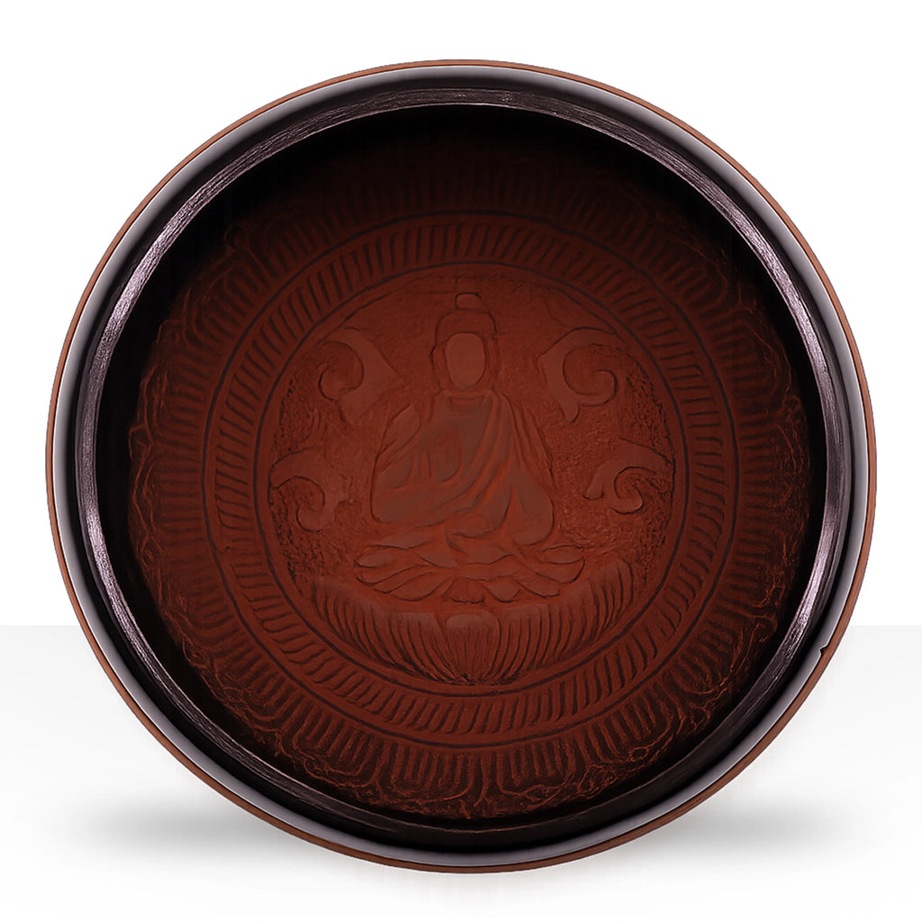 Earth Powder Singing Bowl - Clay Om  Buddha - 16cm