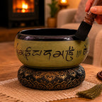 Earth Powder Tibetan Buddhist Singing Bowl - Mantra Five Buddha - 16cm