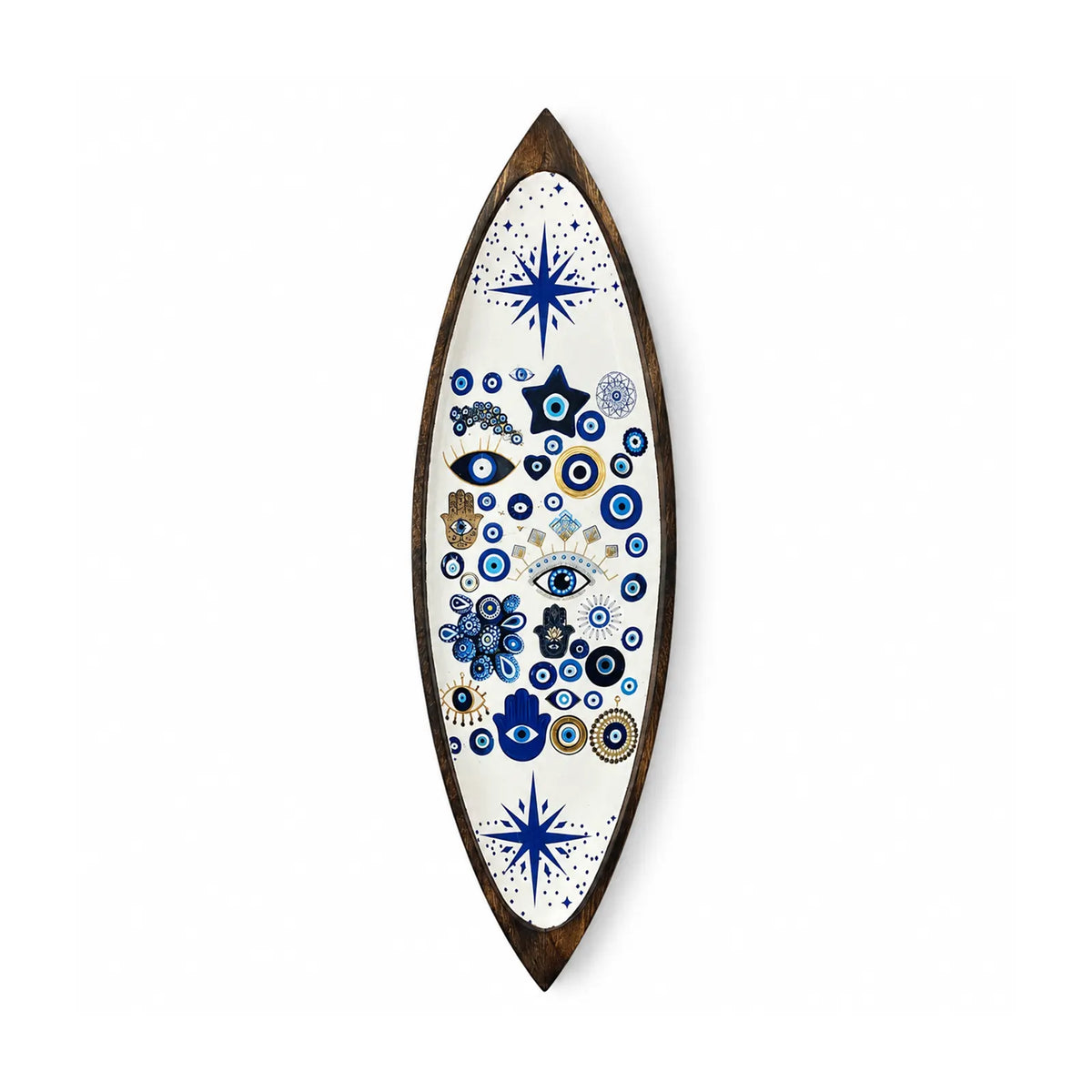 Enamel Incense Bowl - Mango Wood - Evil Eye