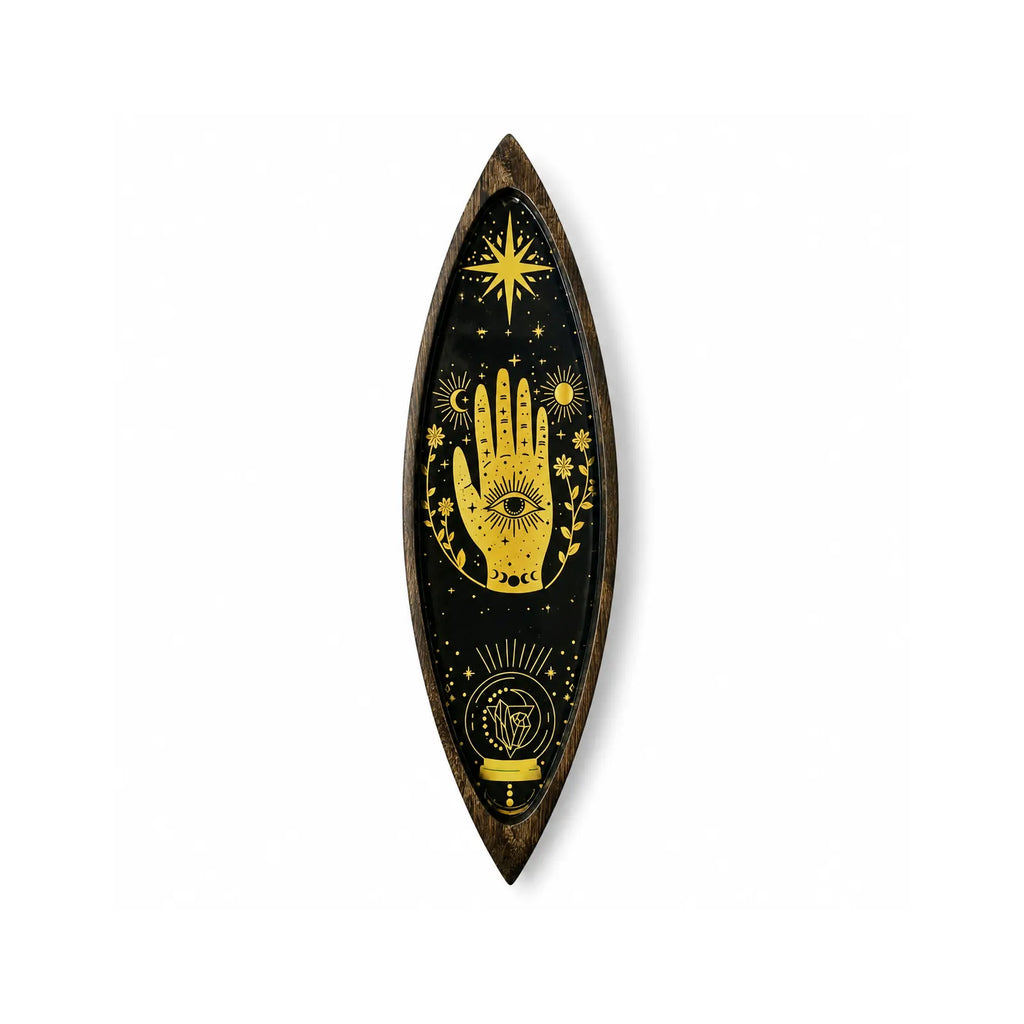Enamel Incense Bowl - Mango Wood - Hamsa