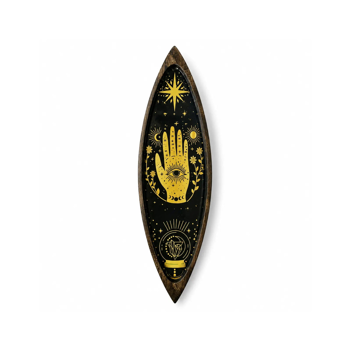 Enamel Incense Bowl - Mango Wood - Hamsa