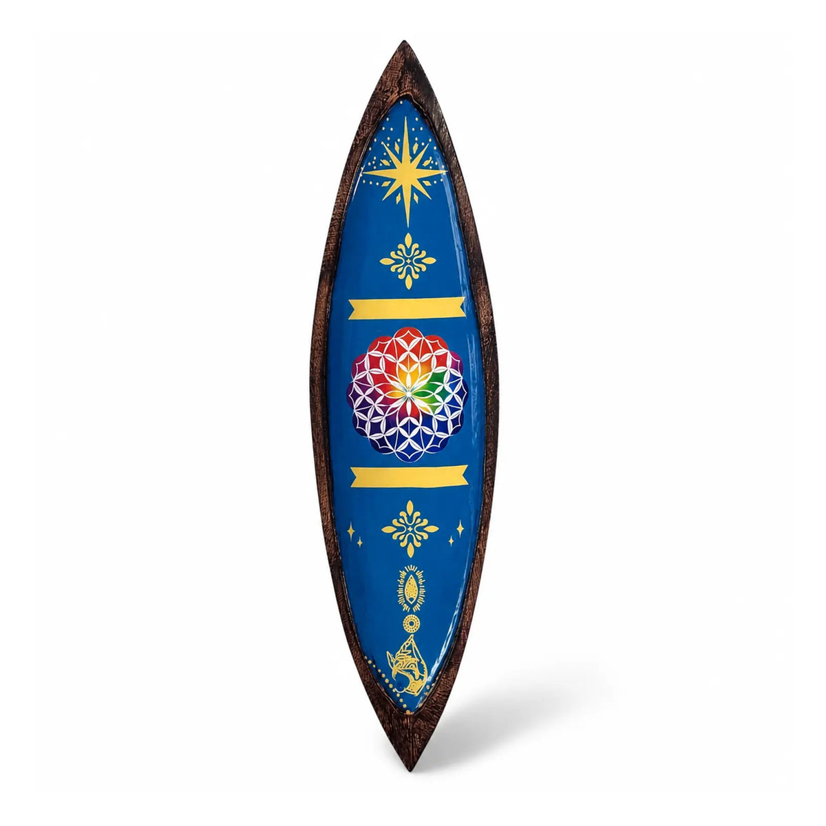 Enamel Incense Bowl - Mango Wood - Mandala