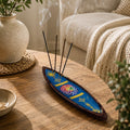 Enamel Incense Bowl - Mango Wood - Mandala