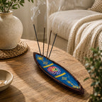 Enamel Incense Bowl - Mango Wood - Mandala