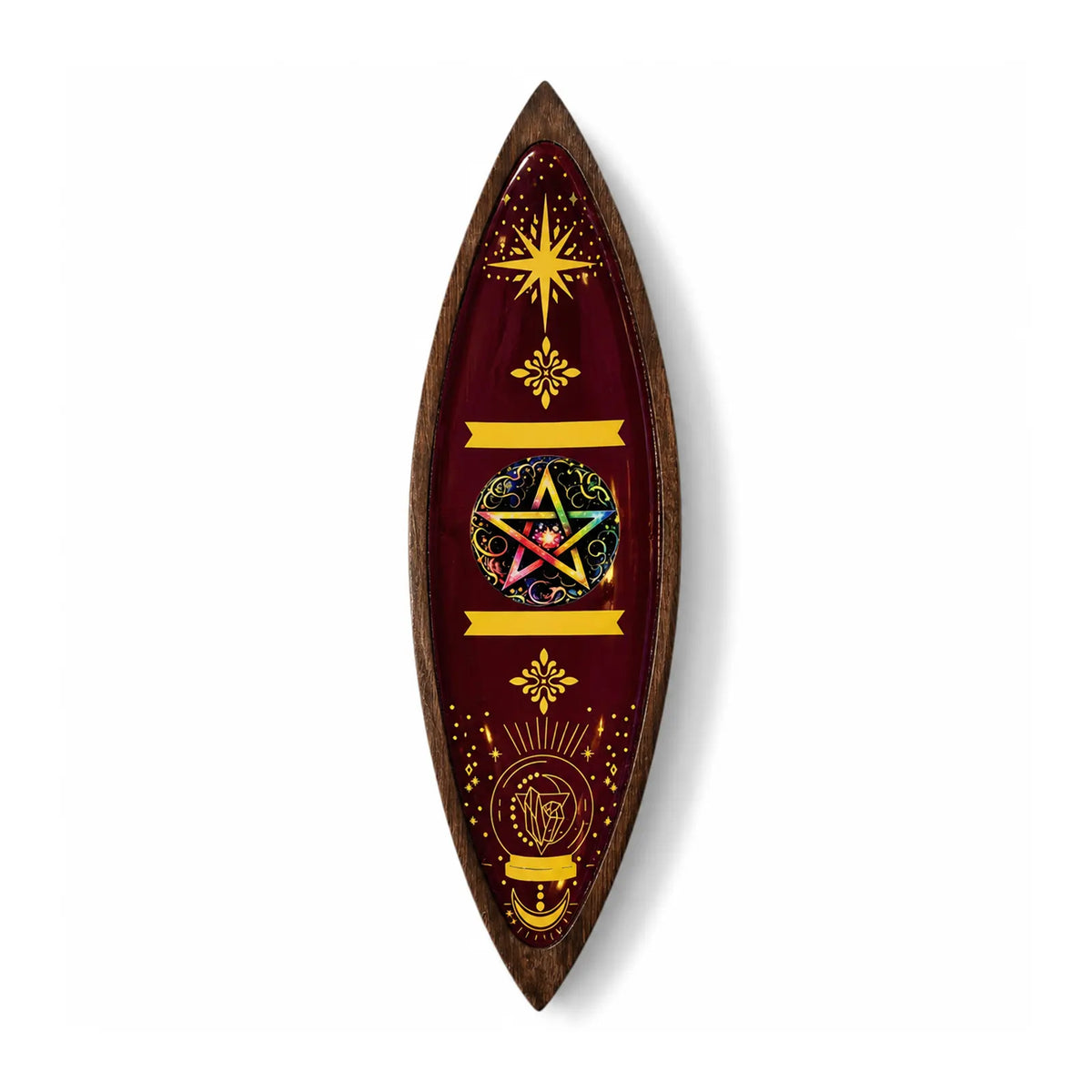 Enamel Incense Bowl - Mango Wood - Pentagon