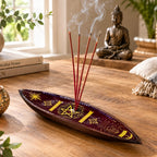 Enamel Incense Bowl - Mango Wood - Pentagon