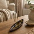 Enamel Incense Bowl - Mango Wood - Triple Moons