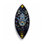 Enamel Incense Bowl - Polished Aluminium - Blue Hamsa
